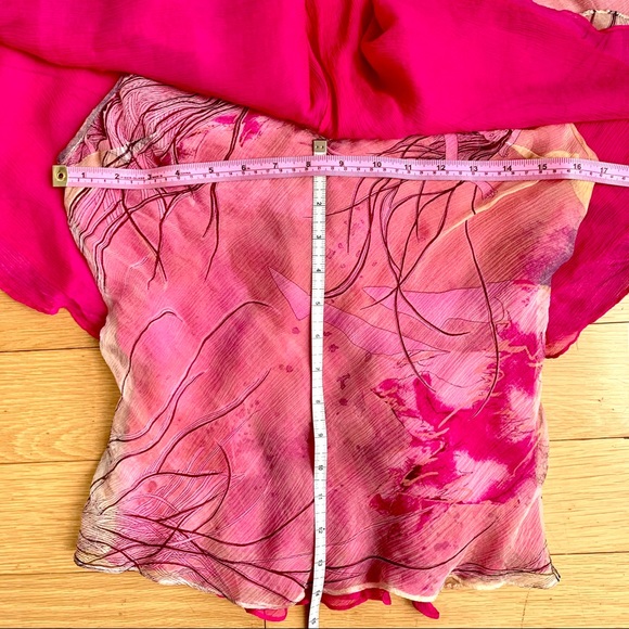 CATHERINE MALANDRINO 100% Silk Pink Tones Flounce Blouse - Picture 11 of 11